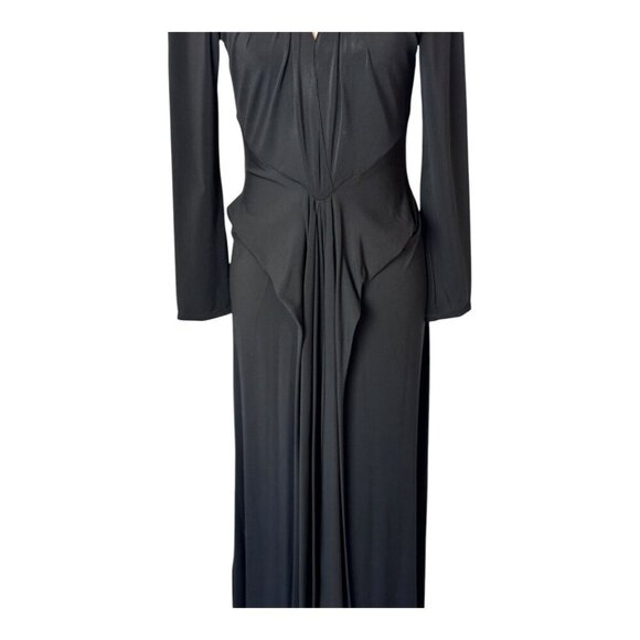 Halston Heritage Dress XS Women Stretch Matte Jersey Long Sleeve Gown‎ Cocktail - Picture 8 of 15